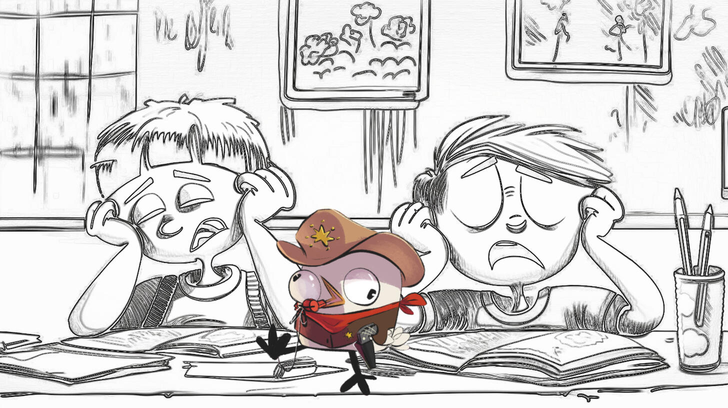 Bored elementary students taking a test from the traditional education system