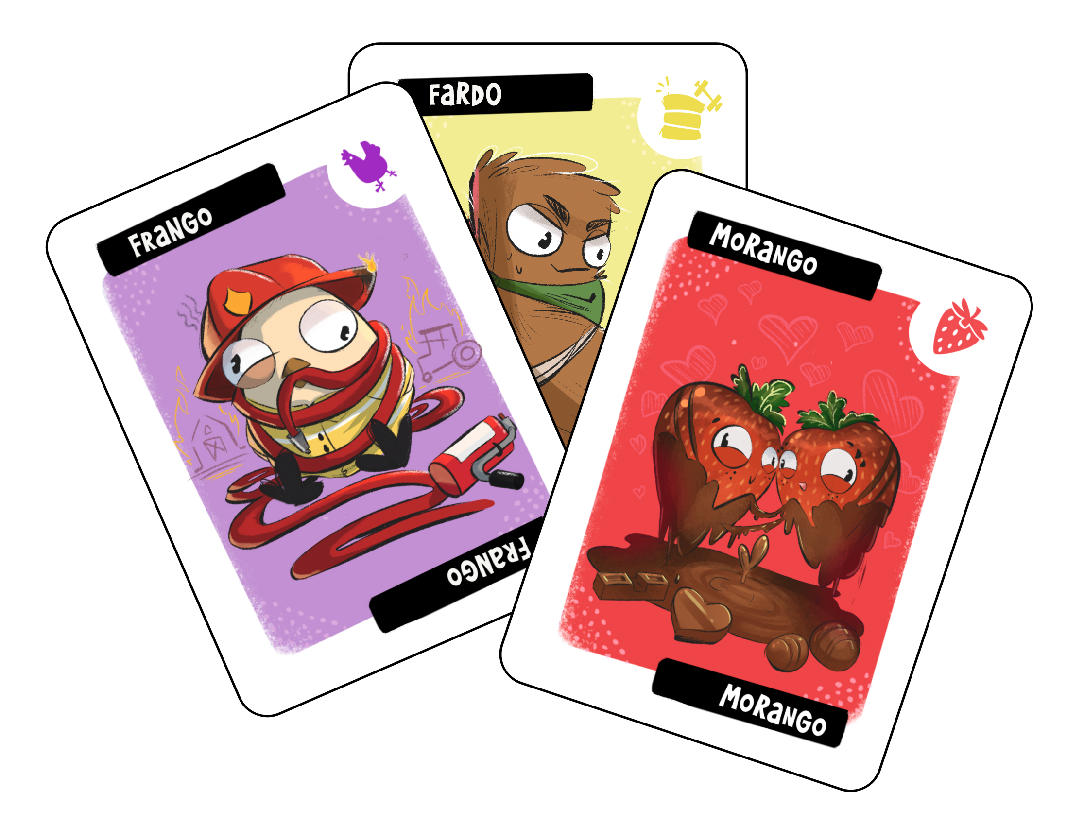 Crop Cards from the Frango Morango Board Game